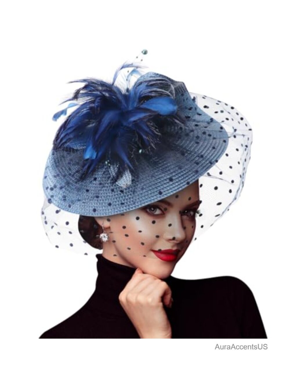 Fascinator Hat Flower Mesh Feathers Headband Clip Tea Party Derby Headwear